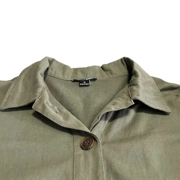Fashion Nova Women's Olive Green Long Sleeve Button-Up Shacket Size S - Picture 7 of 12